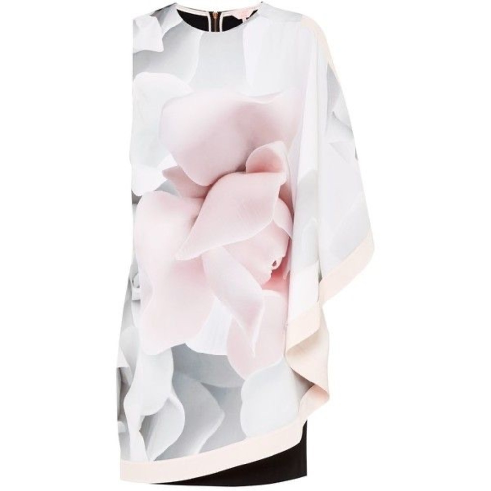 Ted Baker London Rose Dress with Printed Chiffon Floral Overlay - sz 0 - bridal